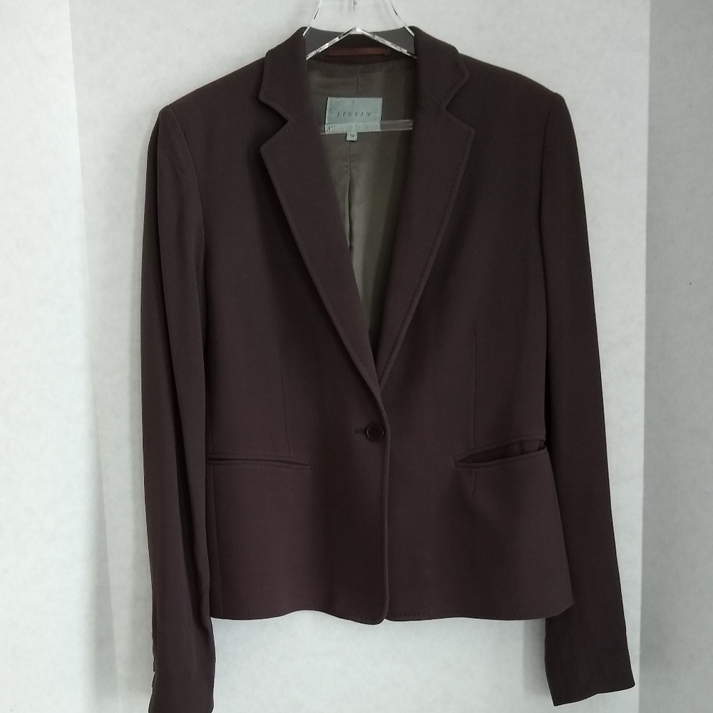 Jigsaw London Chocolate Wool Single-Button Blazer